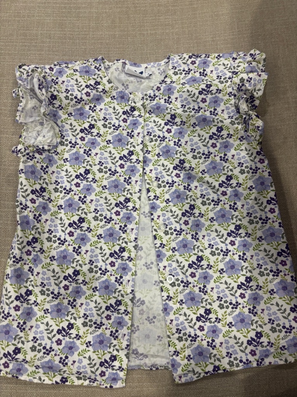 EPK Floral Button-Front Baby Dress Top in Lavender and Green